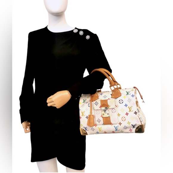 AUTHENTIC LOUIS VUITTON WHITE MULTICOLOR SPEEDY IN EXCELLENT CONDITION.. - Picture 4 of 10